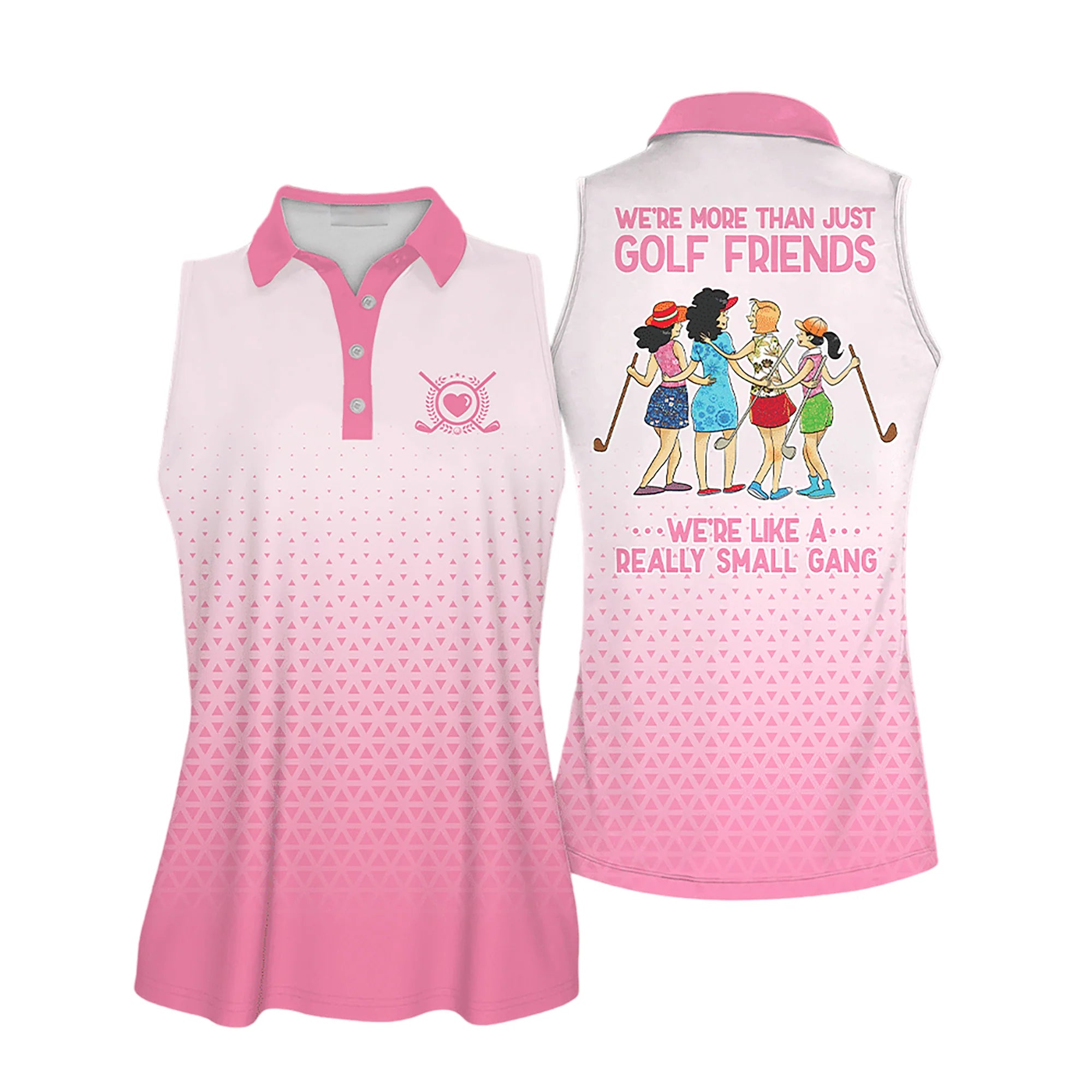 Golf Women Sleeveless Athleisure Polo Shirt, Pink Golf Friends Multicolor - Gift For Golfers, Female, Golf Lovers, Mother's Day