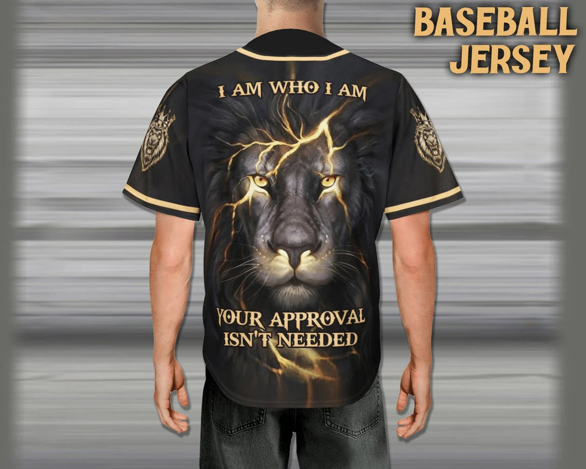 Personalized Jesus Baseball Jersey - Lion Baseball Jersey - Gift For Christians - Who I Am Custom Printed 3D Baseball Jersey Shirt For Men and Women