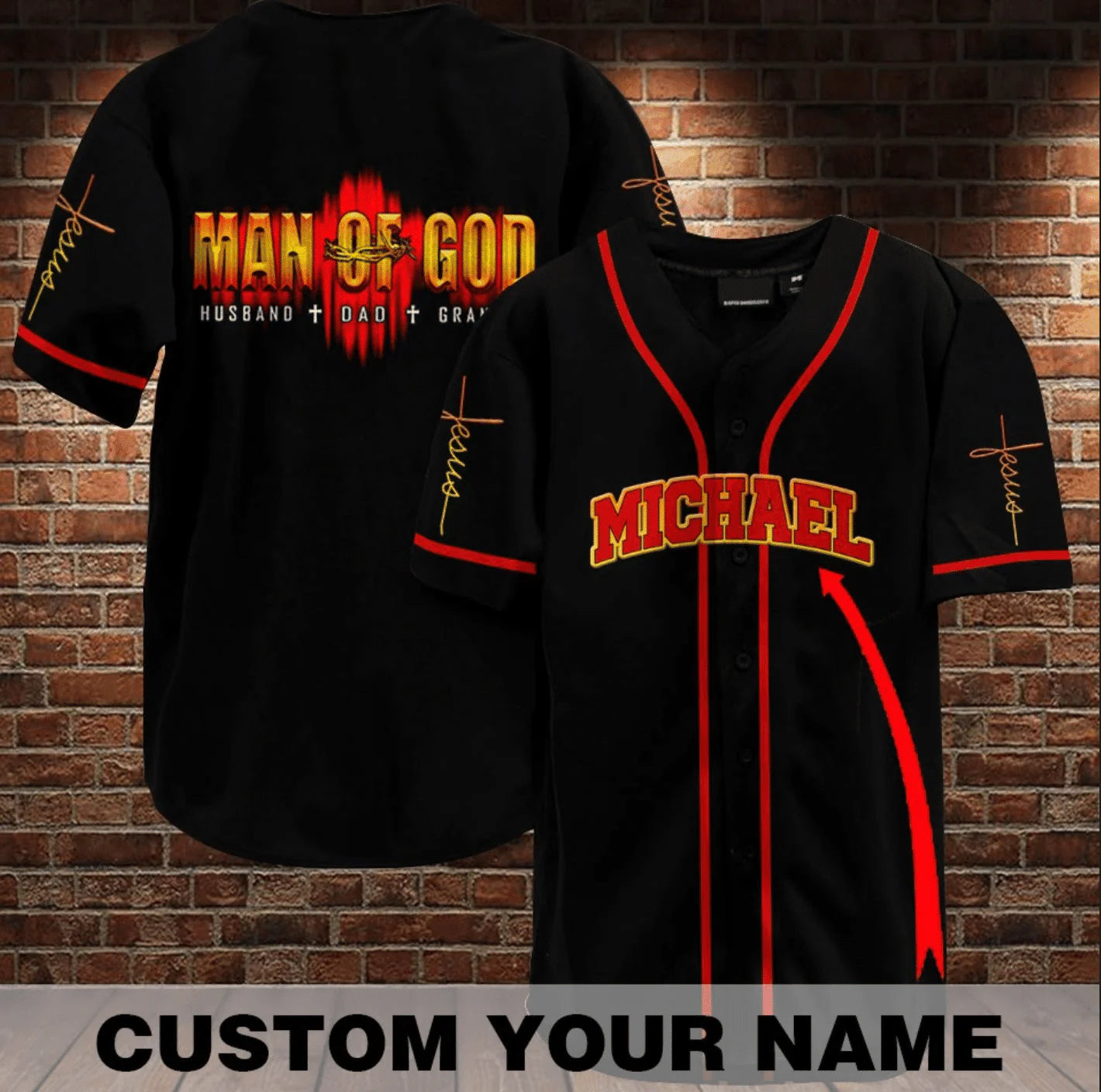 Personalized Jesus Baseball Jersey - Cross Baseball Jersey - Gift For Christians - Man Of God Custom Printed 3D Baseball Jersey Shirt For Men Women
