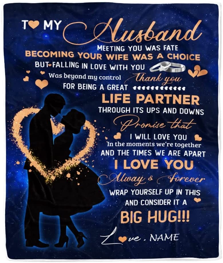 Personalized To My Husband Blanket From Wife, Thank You It A Big Hug Husband Anniversary Wedding Day, Valentines Day Fleece Throw Blanket