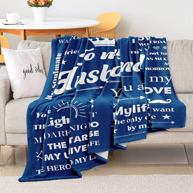 Valentine Gifts For Husband From Wife, Romantic Husband Birthday Gift From Wife To My Husband Blanket, Anniversary Valentines Gifts For Husband