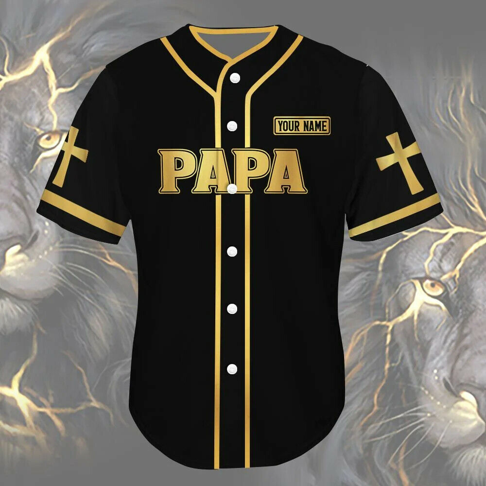 Personalized Jesus Baseball Jersey - Cross, Lion Baseball Jersey - Gift For Christians - Papa The Man The Legend Custom Baseball Jersey For Men Women