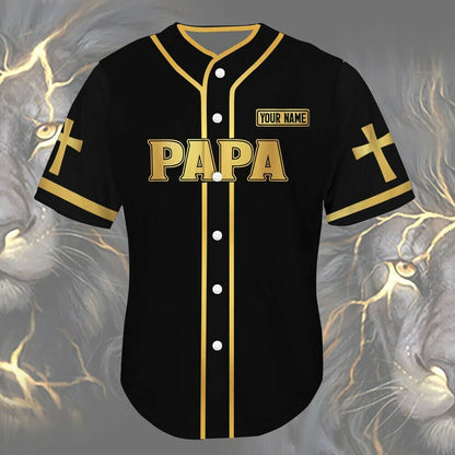 Personalized Jesus Baseball Jersey - Cross, Lion Baseball Jersey - Gift For Christians - Papa The Man The Legend Custom Baseball Jersey For Men Women