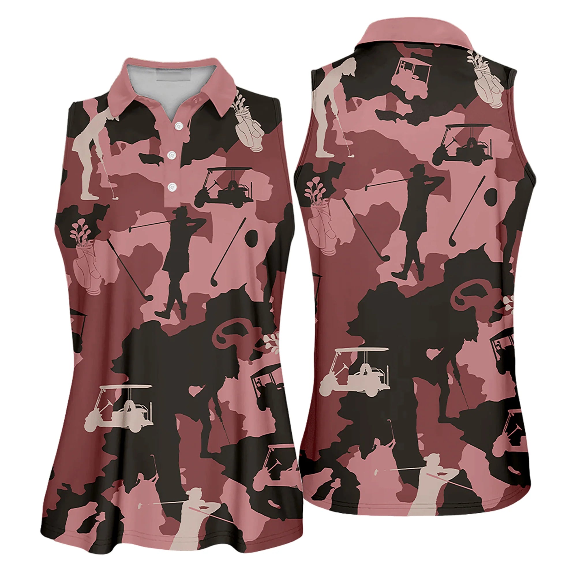 Golf Women Sleeveless Athleisure Polo Shirt, Golf Girl Camouflage Color - Gift For Golfers, Females, Golf Lovers, Mother's Day