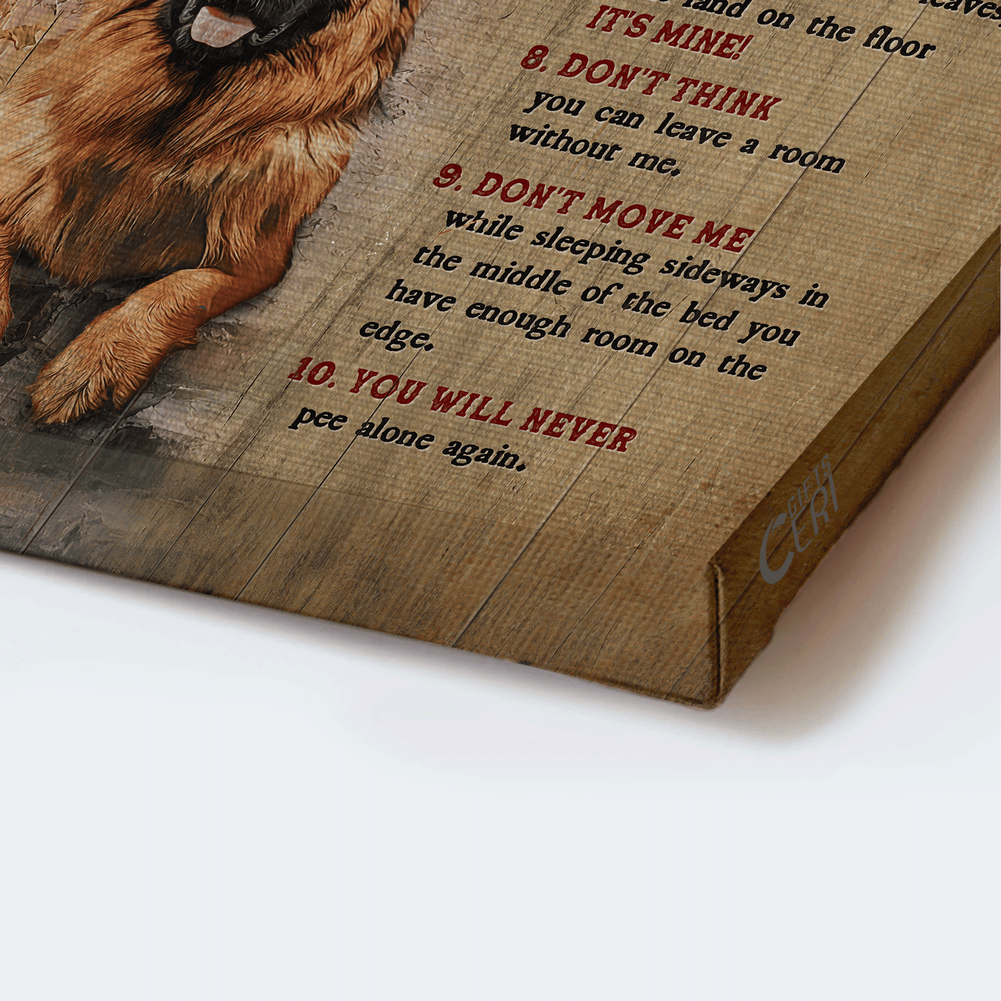 German Shepherd Portrait Canvas- Beautiful German Shepherd, Dog drawing canvas- Gift for German Shepherd lover- A German Shepherd's house rules