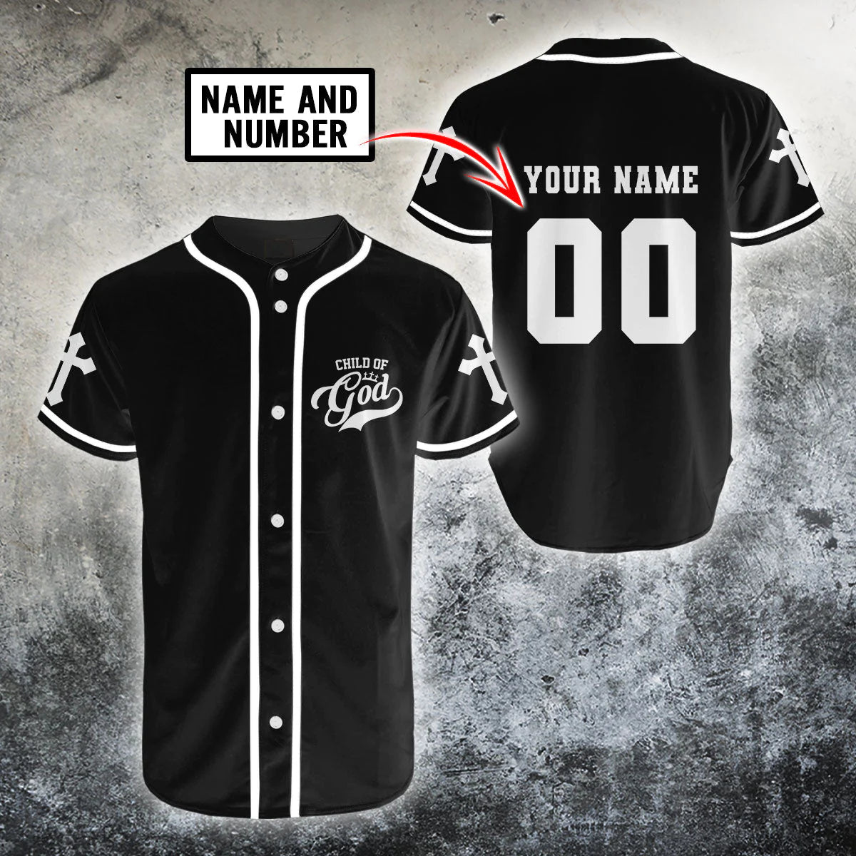Personalized Jesus Baseball Jersey - Cross Baseball Jersey - Gift For Christians - Child Of God Custom Printed 3D Baseball Jersey Shirt For Men Women