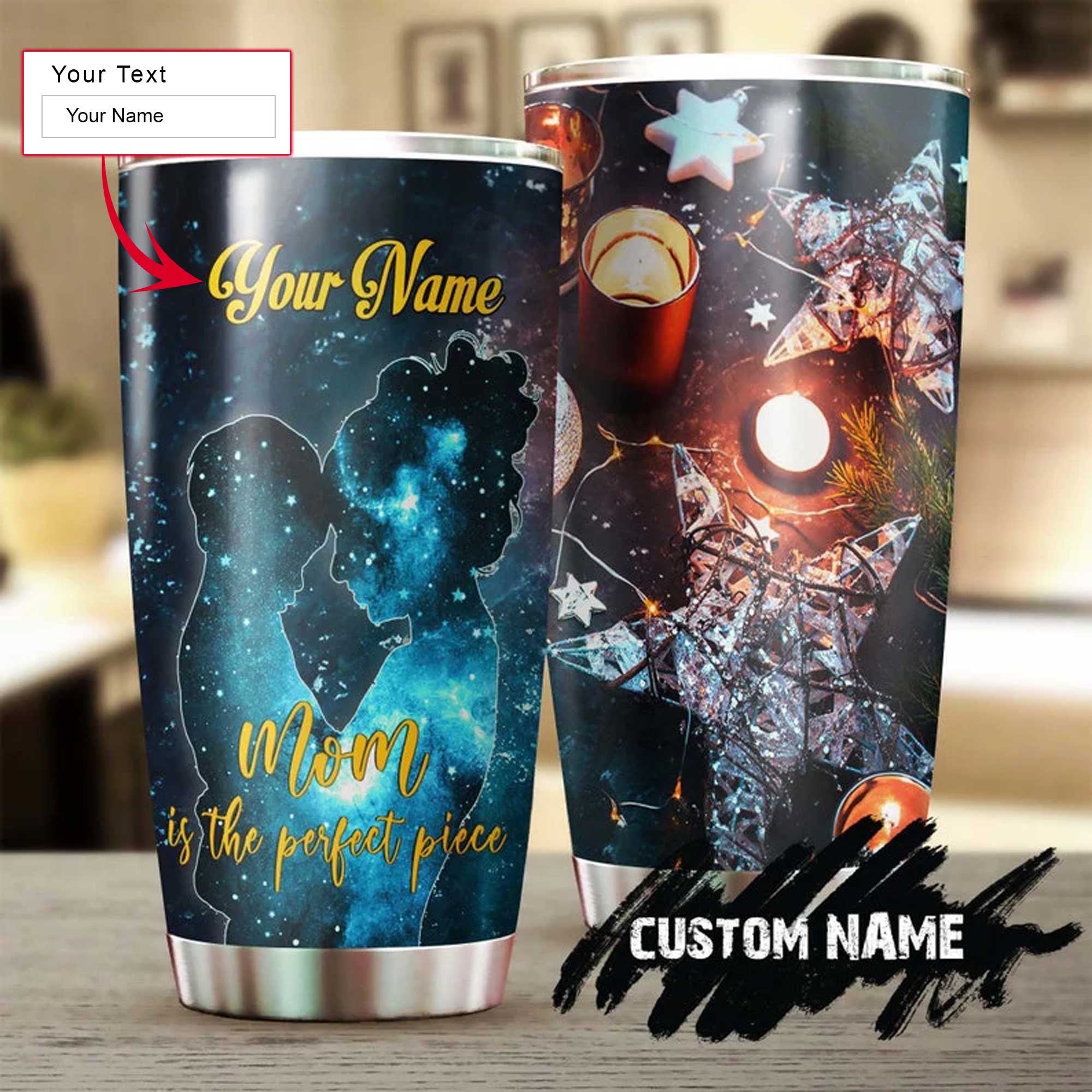 Personalized Mother's Day Gift Tumbler - Custom Gift For Mother's Day, Presents for Mom - Mom Is The Perfect Piece In This Galaxy Tumbler