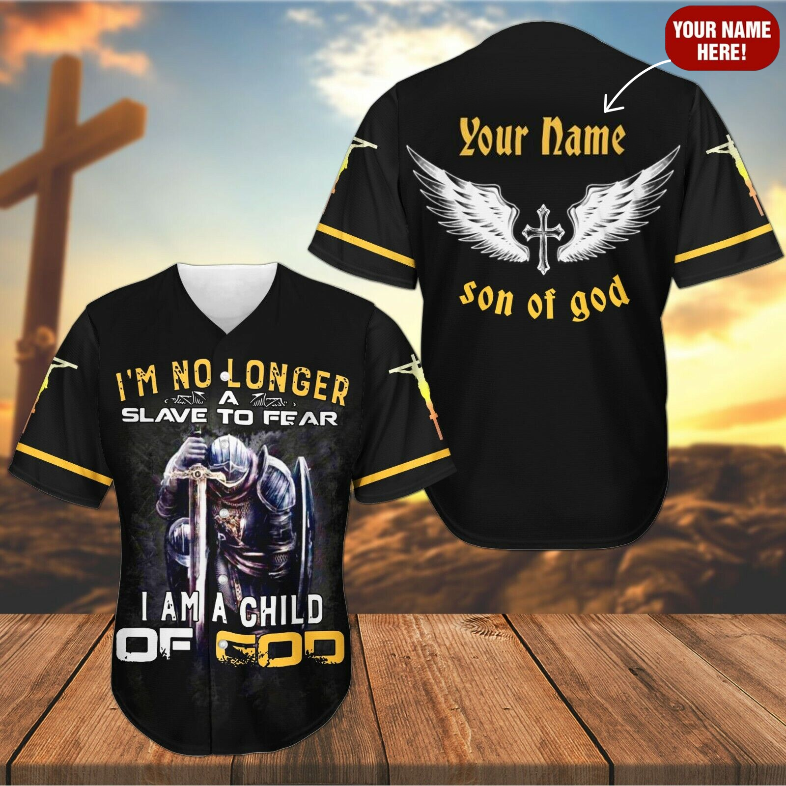 Personalized Jesus Baseball Jersey - Cross Angel Wings Baseball Jersey - Gift For Christians - Child Of God Custom Baseball Jersey Shirt For Men Women