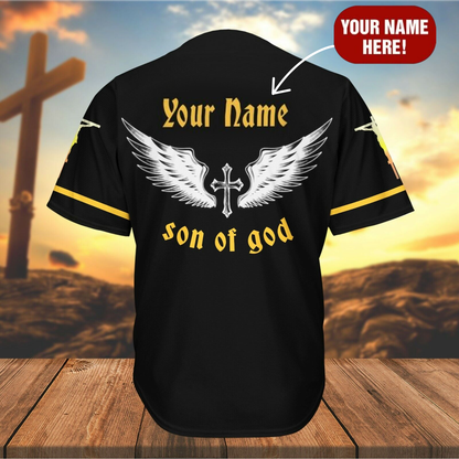 Personalized Jesus Baseball Jersey - Cross Angel Wings Baseball Jersey - Gift For Christians - Child Of God Custom Baseball Jersey Shirt For Men Women