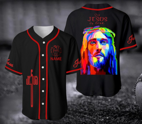 Personalized Jesus Baseball Jersey - God Colorful Baseball Jersey - Gift For Christians - Jesus Is Love Custom Baseball Jersey Shirt For Men Women