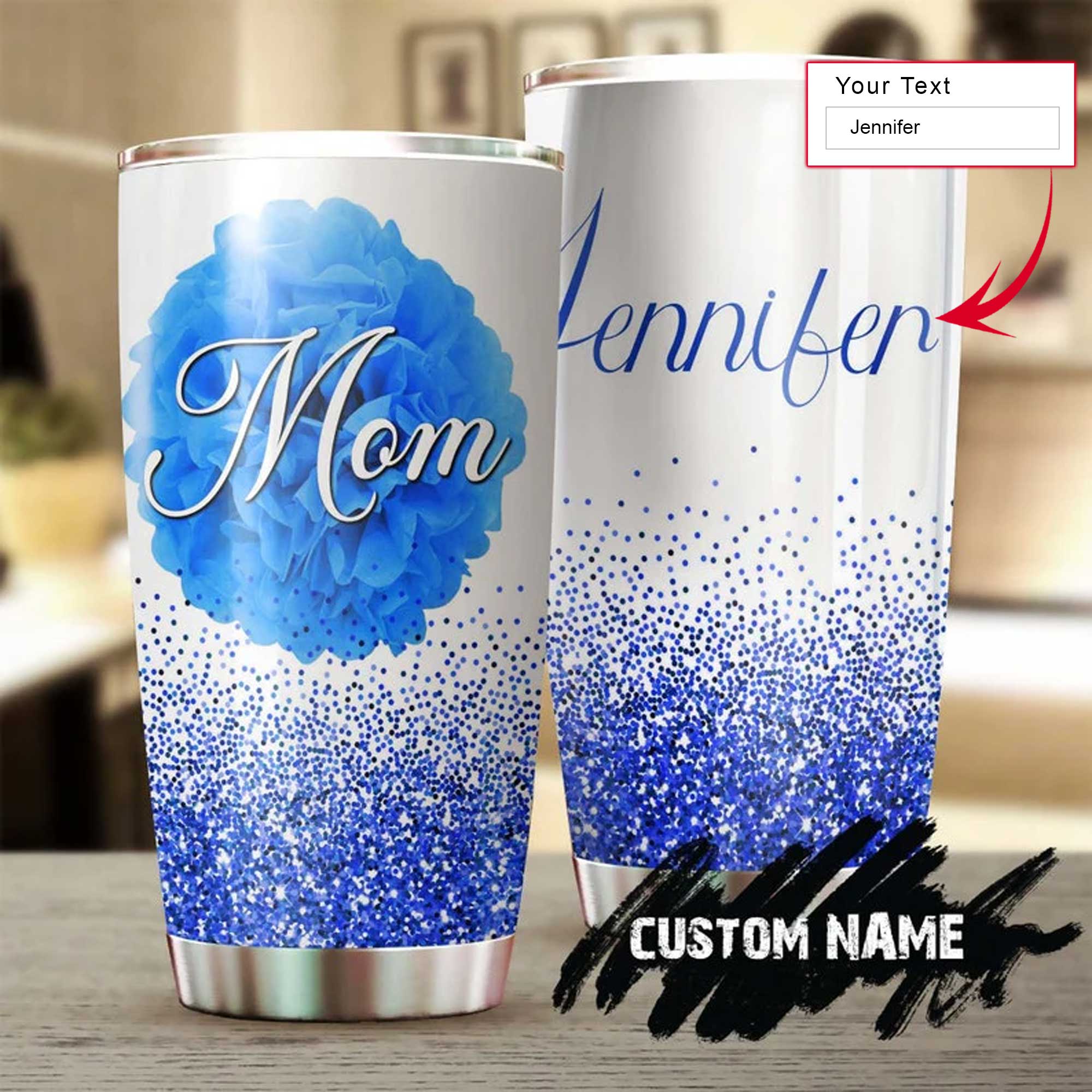 Personalized Mother's Day Gift Tumbler - Custom Gift For Mother's Day, Presents for Mom - Blue Rose Mom Beautiful Meaningful Tumbler