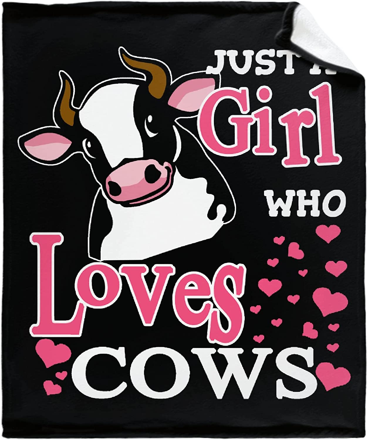 Gift For Cow Lovers Blanket - Cartoon Cute Animal Throw Blankets Cozy Plush Microfiber, Gift for Girl, Valentines Day, Birthday - Just A Girl Who Loves Cows Blanket