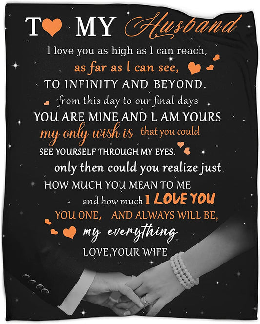 Gift For Husband Blanket - To My Husband, Couple Holding Hands Blanket - Romantic Gift For Husband From Wife, Birthday, Christmas, Valentines, Anniversary Blanket - My Everything Blanket