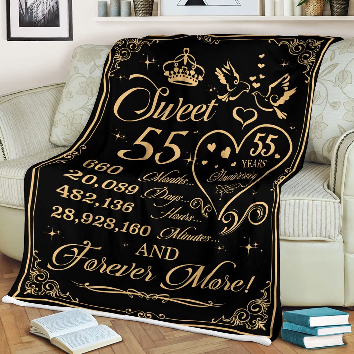 Couple Blanket - Sweet 55Th Anniversary Gift For Couple, Husband, Wife, Birthday, Anniversary Wedding, Christmas, Valentine's Day Blanket - 55 Years Together & Forever More Blanket