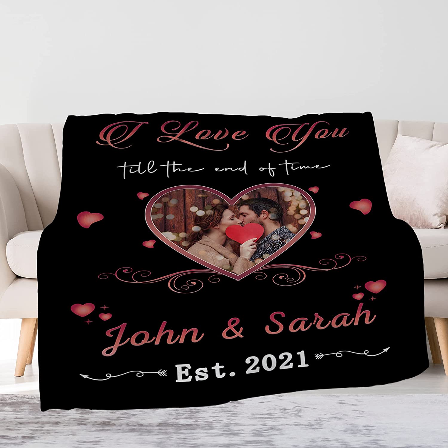 Personalized Couple Blanket - Custom Romantic Blankets - Gifts For Couple, Lover, Husband, Wife, Girlfriend, Boyfriend, Wedding Anniversary, Valentines Blankets