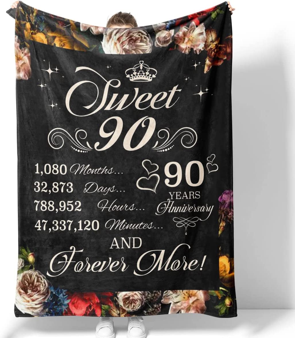 Personalized Couple Blanket - Sweet 90Th Anniversary Gift For Couple, Husband, Wife, Birthday, Anniversary Wedding, Christmas, Valentine's Day Blanket - 90 Years Together & Forever More Blanket