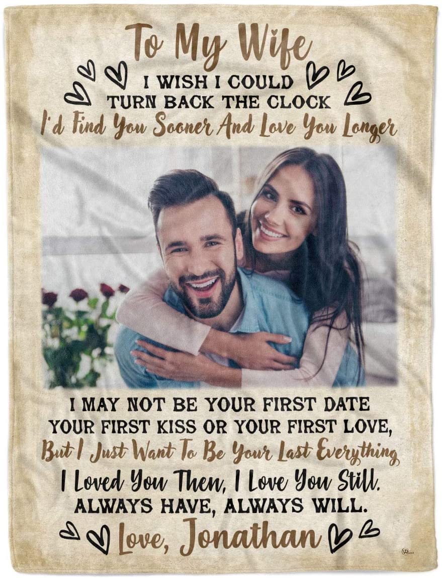 Valentine's Day Blanket For Wife, To My Wife Throw Blanket From Husband With Custom Couple Photo Image Picture ,To My Wife Wedding Anniversary Personalized Blanket, Customized Fleece Sherpa Blanket
