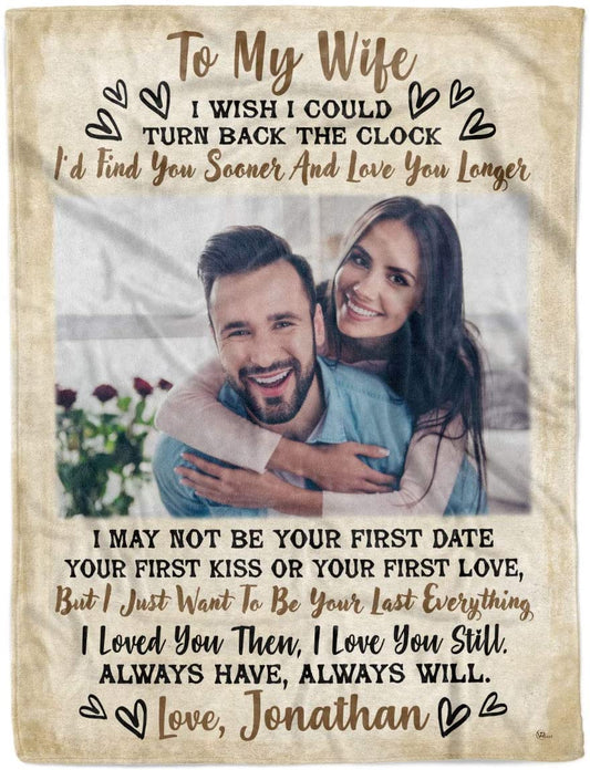 Valentine's Day Blanket For Wife, To My Wife Throw Blanket From Husband With Custom Couple Photo Image Picture ,To My Wife Wedding Anniversary Personalized Blanket, Customized Fleece Sherpa Blanket