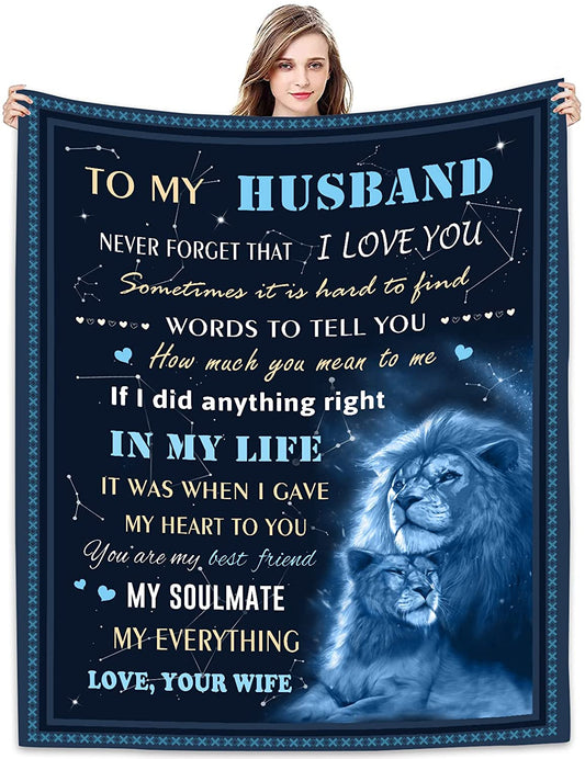 Gift Ideas For Husband Blanket - To My Husband, I Love You Blanket - Gifts For Husband From Wife, Couple, Wedding, Anniversary, Romantic Valentines Day, Birthday Throw Blanket