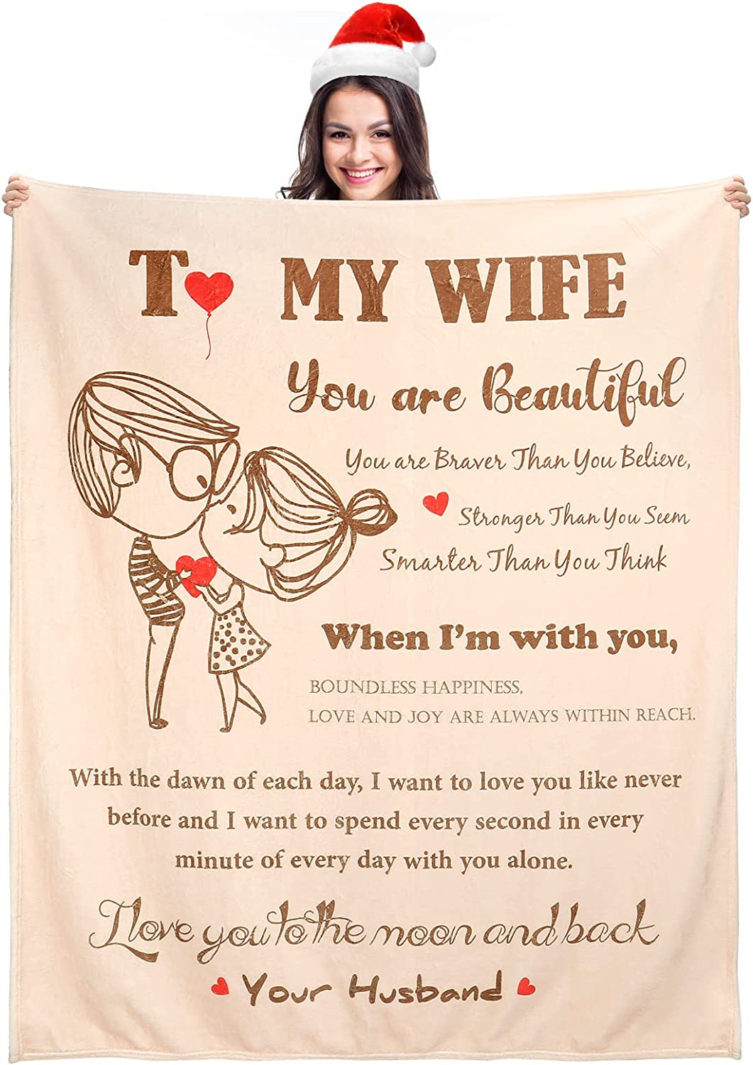 Valentine's Birthday's Gift For Wife Her From Husband, To My Wife Blanket, Romantic Wife Gifts For Wedding Anniversary - You Are Beautiful Blanket