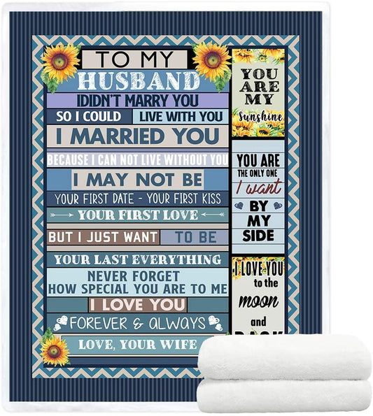 Gift For Husband Blanket - To My Husband Blanket - Romantic Gift For Husband From Wife, Birthday, Christmas, Valentines, Anniversary Blanket - I Married You Blanket