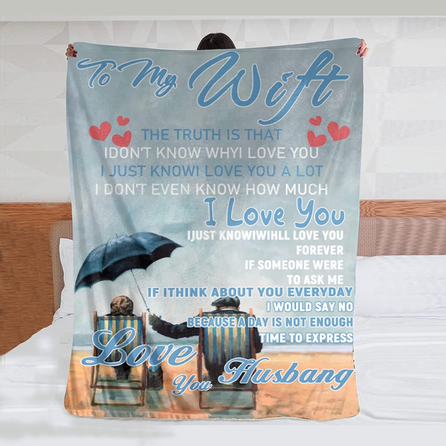 Gift For Wife Blanket - To My Wife, Old Couple Printed Blanket - Gift For Wife From Husband, Birthday, Christmas, Valentines, Anniversary Blanket