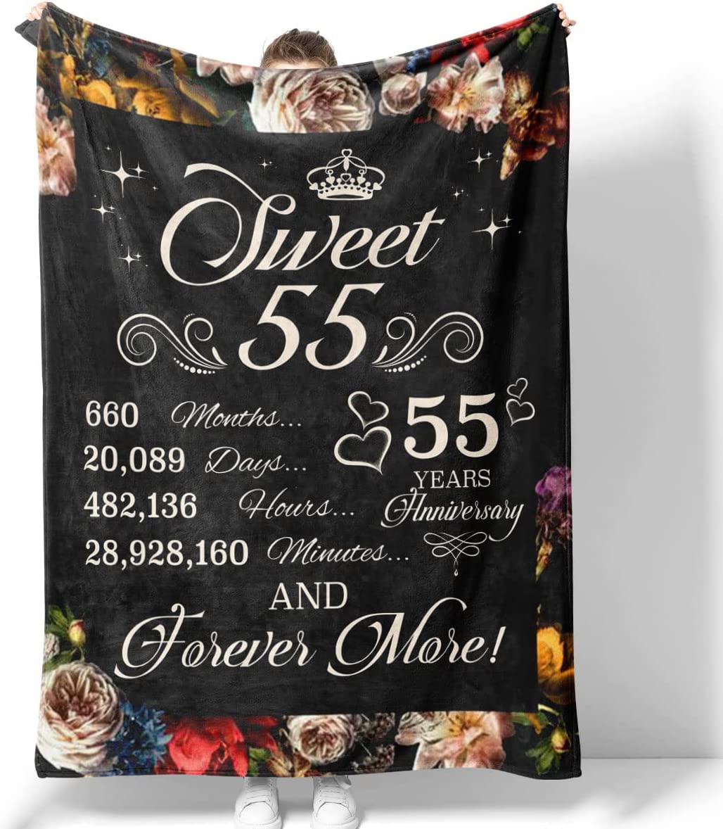 Couple Blanket - 55Th Anniversary Gift For Couple, Husband, Wife, Birthday, Anniversary Wedding, Christmas, Valentine's Day Blanket - 55 Years Together & Forever More Blanket