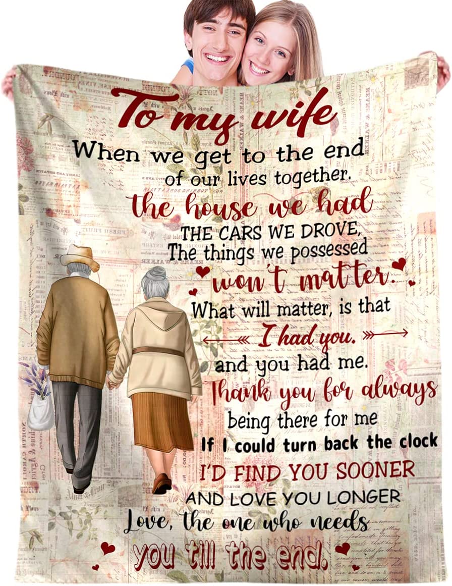 Gift For Wife Blanket - To My Wife, Old Couples Blanket - Romantic Gift For Wife From Husband, Birthday, Christmas, Valentines, Anniversary, Mother's Day Blanket