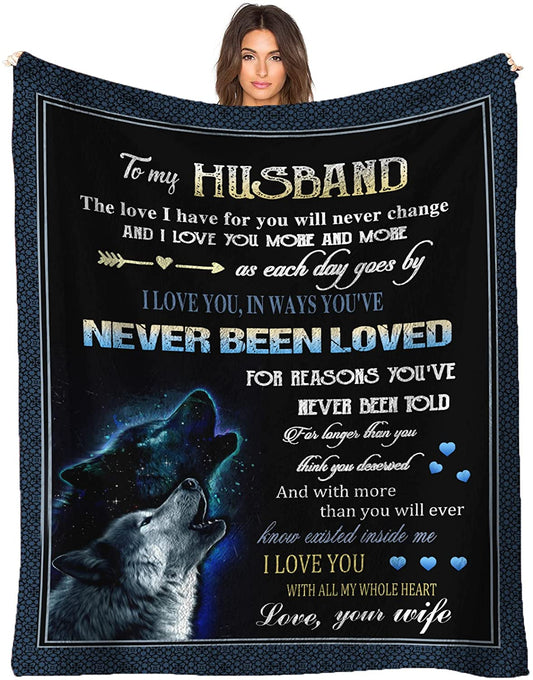 Gift For Husband Blanket - To My Husband, Wolf Couple Blanket - Romantic Gift For Husband From Wife, Birthday, Christmas, Valentines, Anniversary Blanket - I Love You Blanket