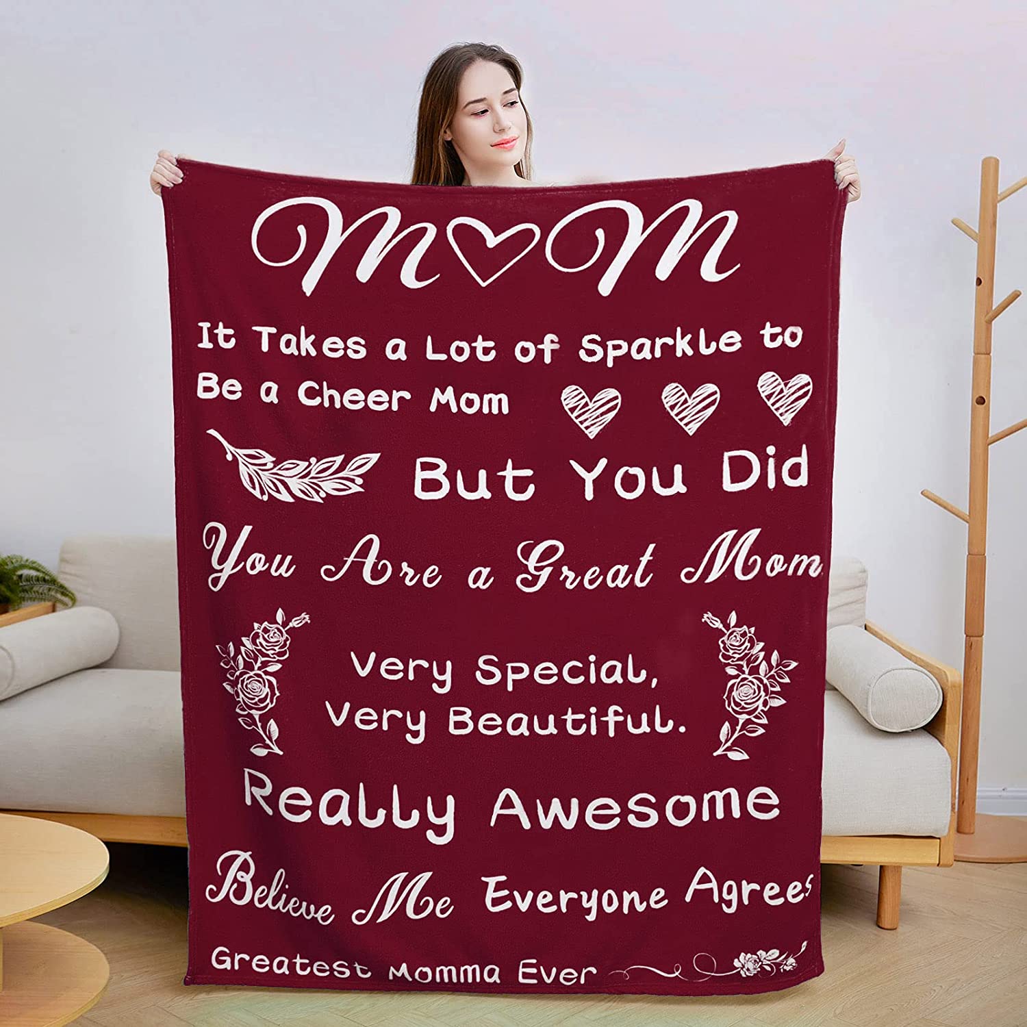 Gift For Mom Blanket - Unique Gifts for Mom from Daughter or Son for Birthday, Mother's Day, Valentine's Day, Soft Blanket Throw for Couch, Bed, Sofa