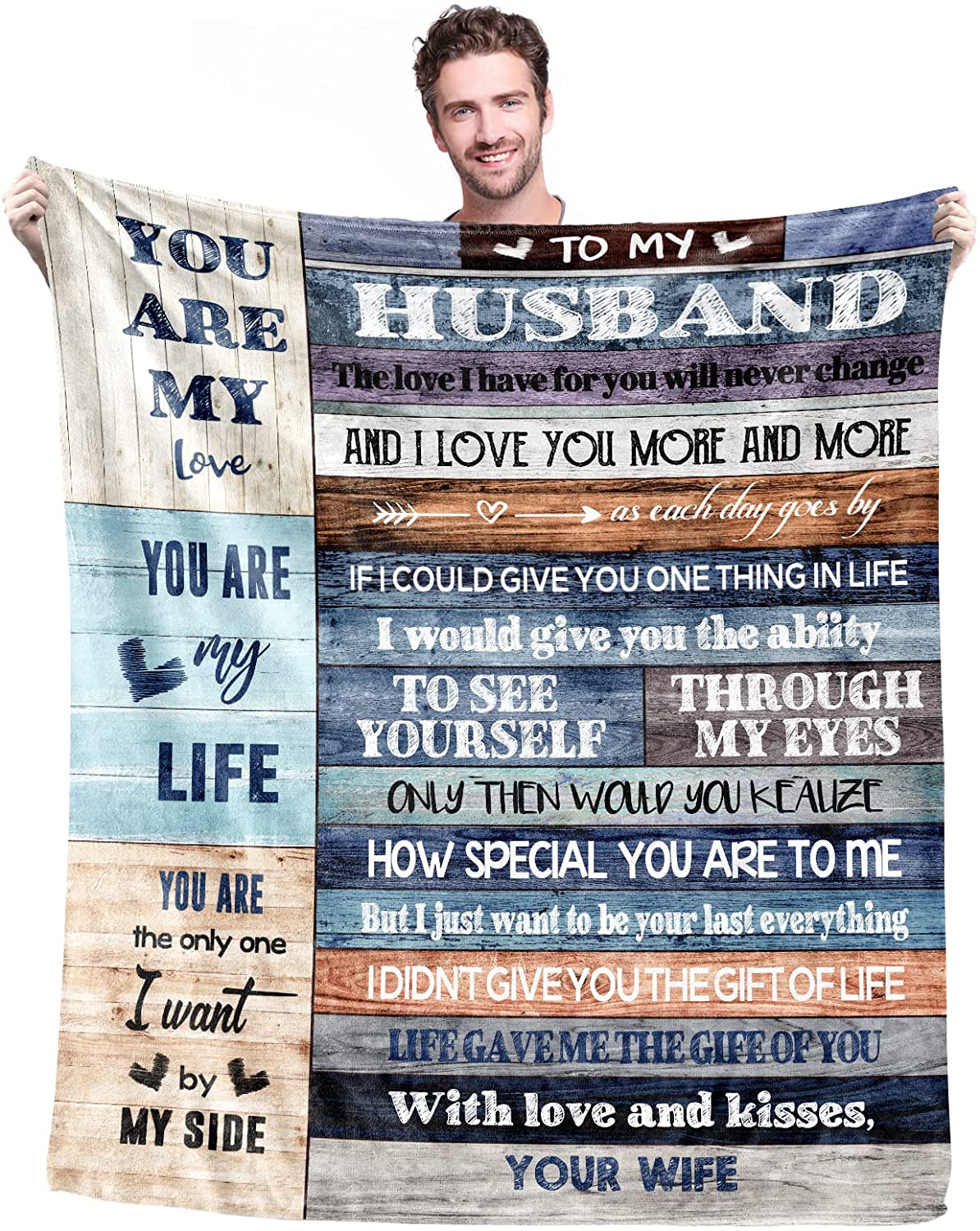 Gifts For Husband Blanket - You Are My Life, To My Husband Blanket - Gift From Wife Anniversary, Valentines, Fathers Day, Christmas Ultra Soft Throw Blanket Flannel