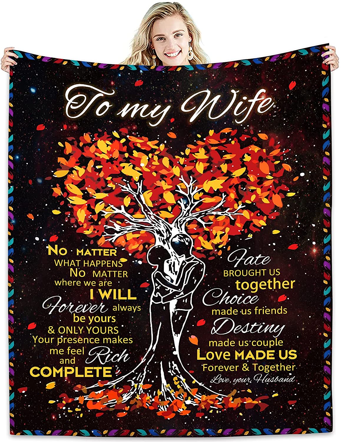 Gift For Wife Blanket - To My Wife, Couple, Love Tree Blanket - Romantic Gift For Wife From Husband, Birthday, Christmas, Valentines, Anniversary Blanket