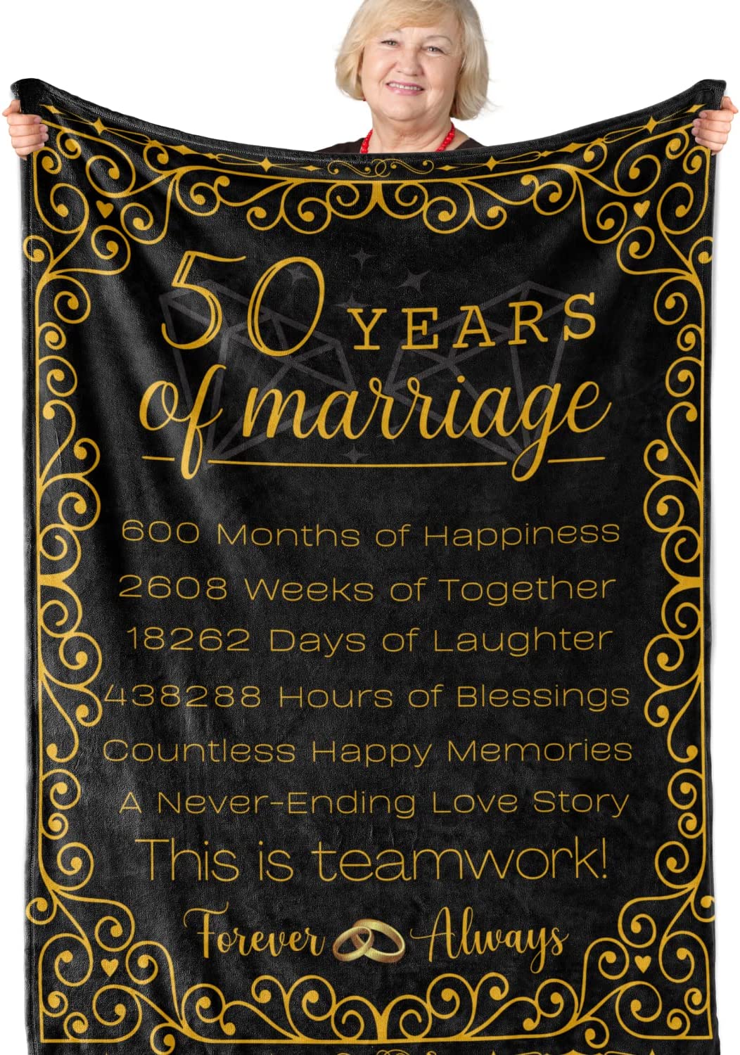 Anniversary Wedding Gift For Couple, 50Th Anniversary Blanket, 50Th Wedding For Wife, Husband, Couple, Parents, Grandparents, Golden Wedding, Valentine’s Gifts, Anniversary Blanket Gifts