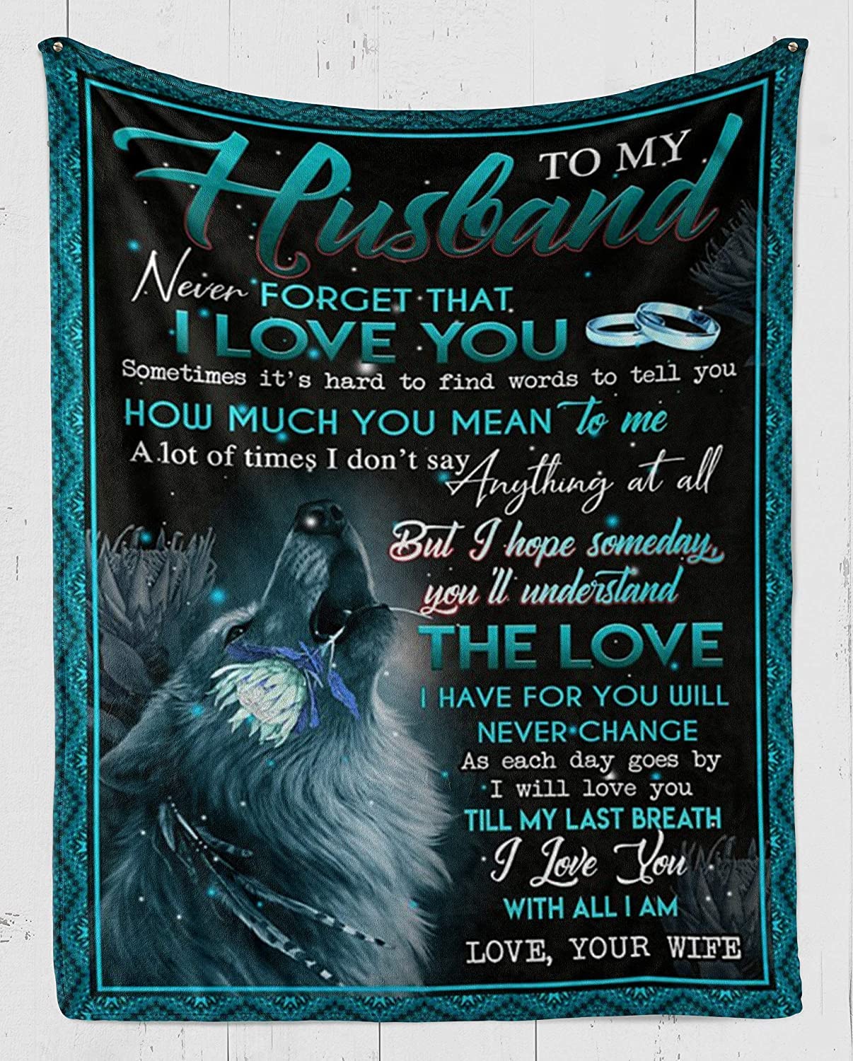 Gift For Husband - Happy Wolf To My Husband Blanket - How Much You Mean To Me Blanket - Gift For Husband From Wife, Birthday, Christmas, Retirement, Wedding Anniversary, Valentine's Day