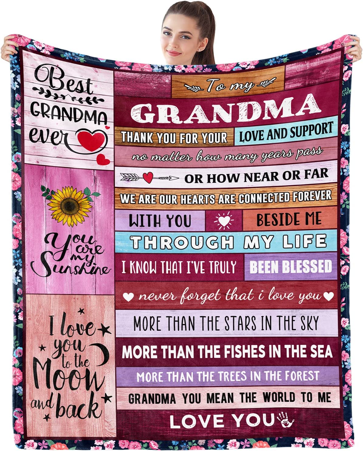 Gift For Grandma - To My Grandma Blanket - Gifts For Grandmother from Grandchildren, Granddaughter, Grandson, Grandkids, Mother's Day, Christmas, Birthday - Best Grandma Ever Blankets