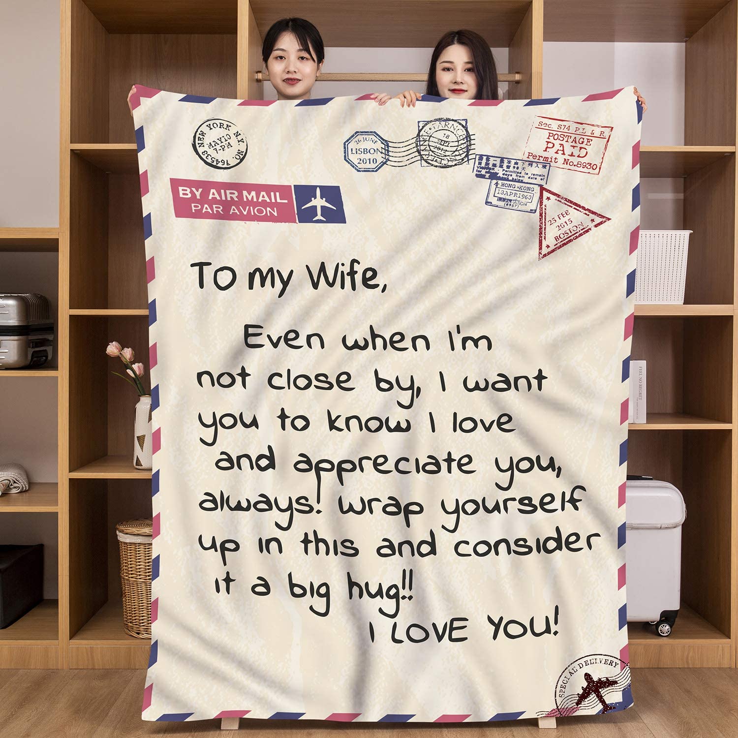 Gift For Wife Blanket - To My Wife, Mail Letter Printed Blanket - Romantic Gift For Wife From Husband, Birthday, Christmas, Valentines, Anniversary Blanket