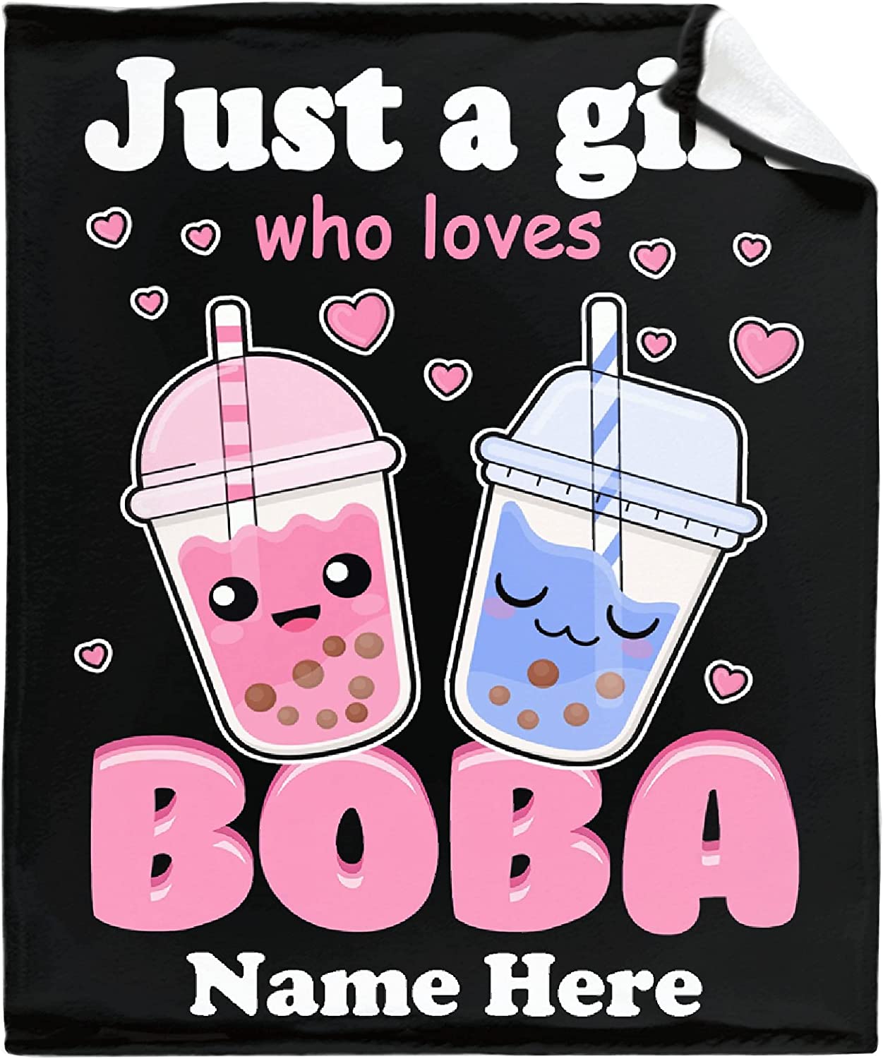 Personalized Boba, Bubble Tea Blanket - Custom Gift For Boba Lover, Milk Tea Lover, Daughter, Her, Woman, Kids - Just A Girl Who Loves Boba Stuffed Soft Lightweight Flannel Blankets Toddler Sheet for Sofa