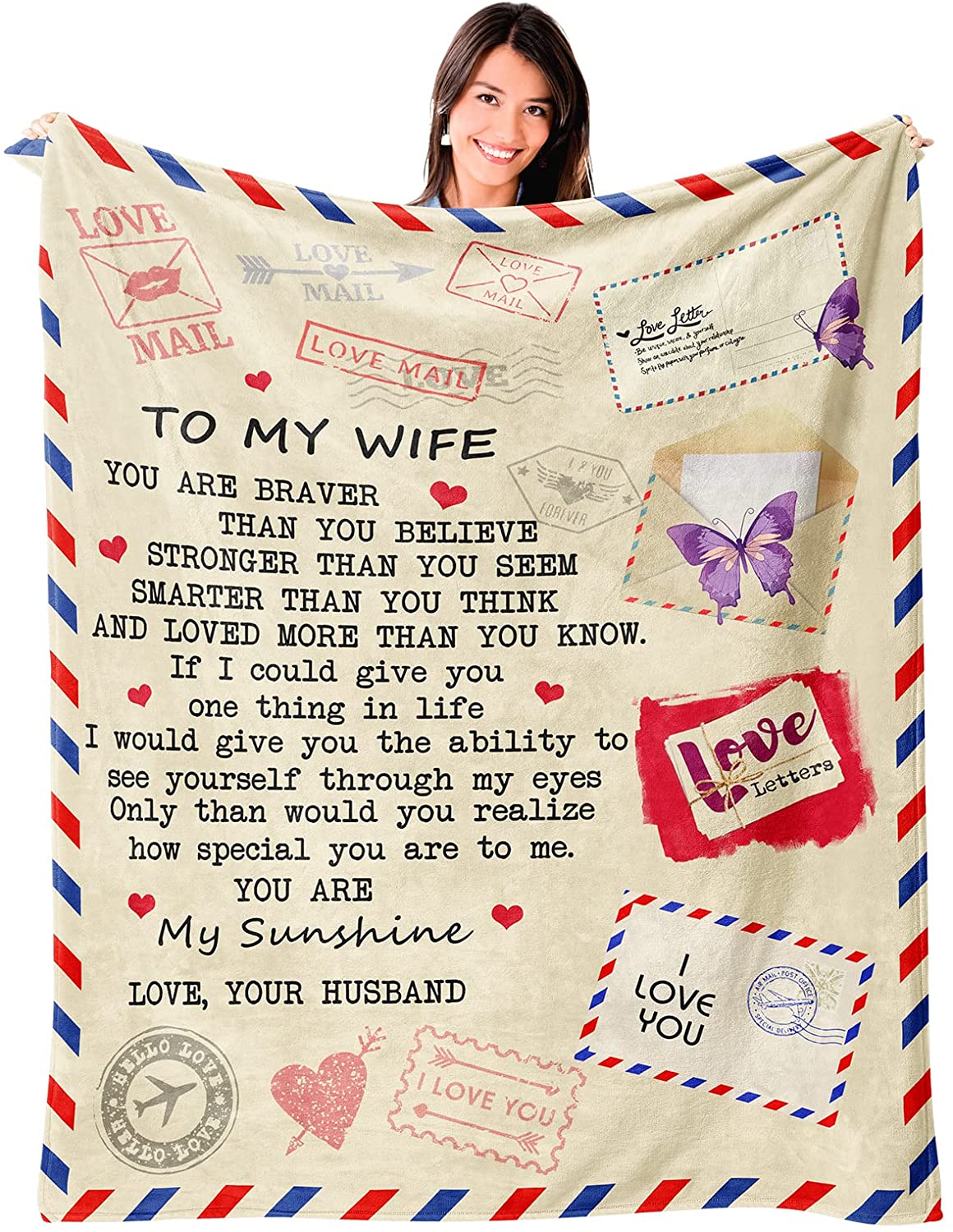 Gift For Wife Blanket - To My Wife, Mail Letter Blanket - Romantic Gift For Wife From Husband, Birthday, Christmas, Valentines, Anniversary Blanket