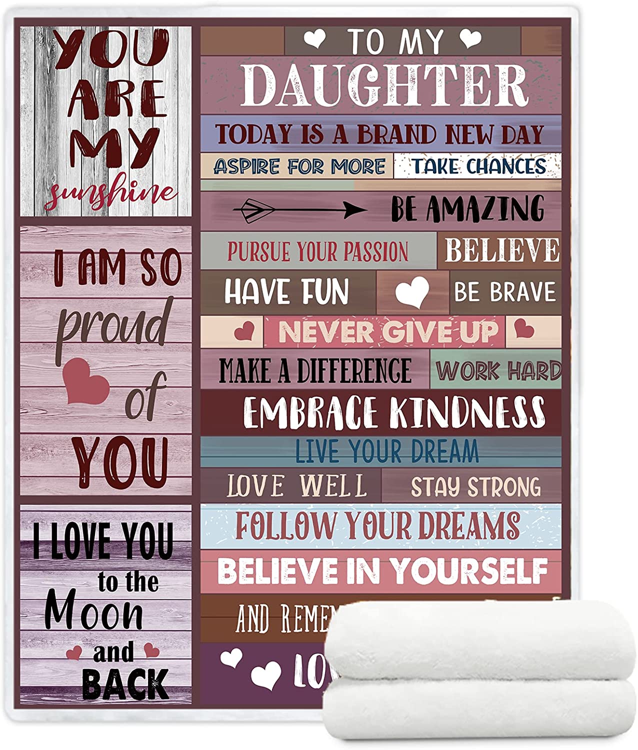 To My Daughter Blanket From Mom Dad, Gifts For Daughter, Throw Blanket With Warm Words, Valentine's Day Birthday Gifts Blankets For Daughter