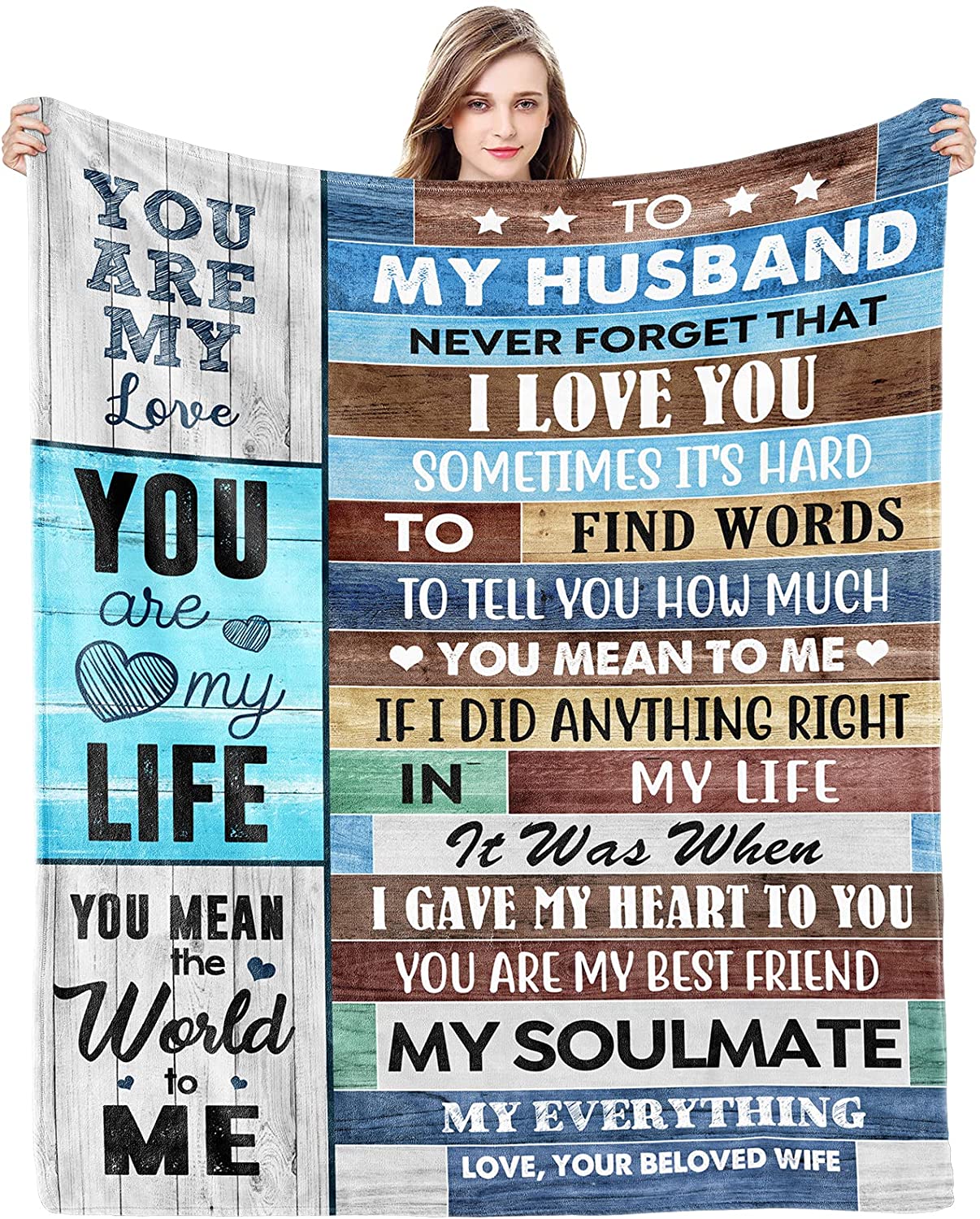 Gift For Husband - To My Husband Blanket - Best Gifts Ideas From Wife For Christmas, Wedding, Valentine Romantic, Birthday, Fathers Day - Gift For Men Soft Throws Blankets