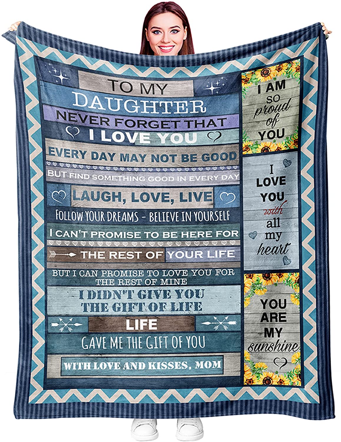 ﻿To My Daughter Blanket From Mom, Gifts For Daughter From Mom, Best Gifts Ideas For Daughter, I Love You Blanket Gift for Daughter From Wife, Soft Cozy Warm Throw Blankets For Bed Couch Living Room