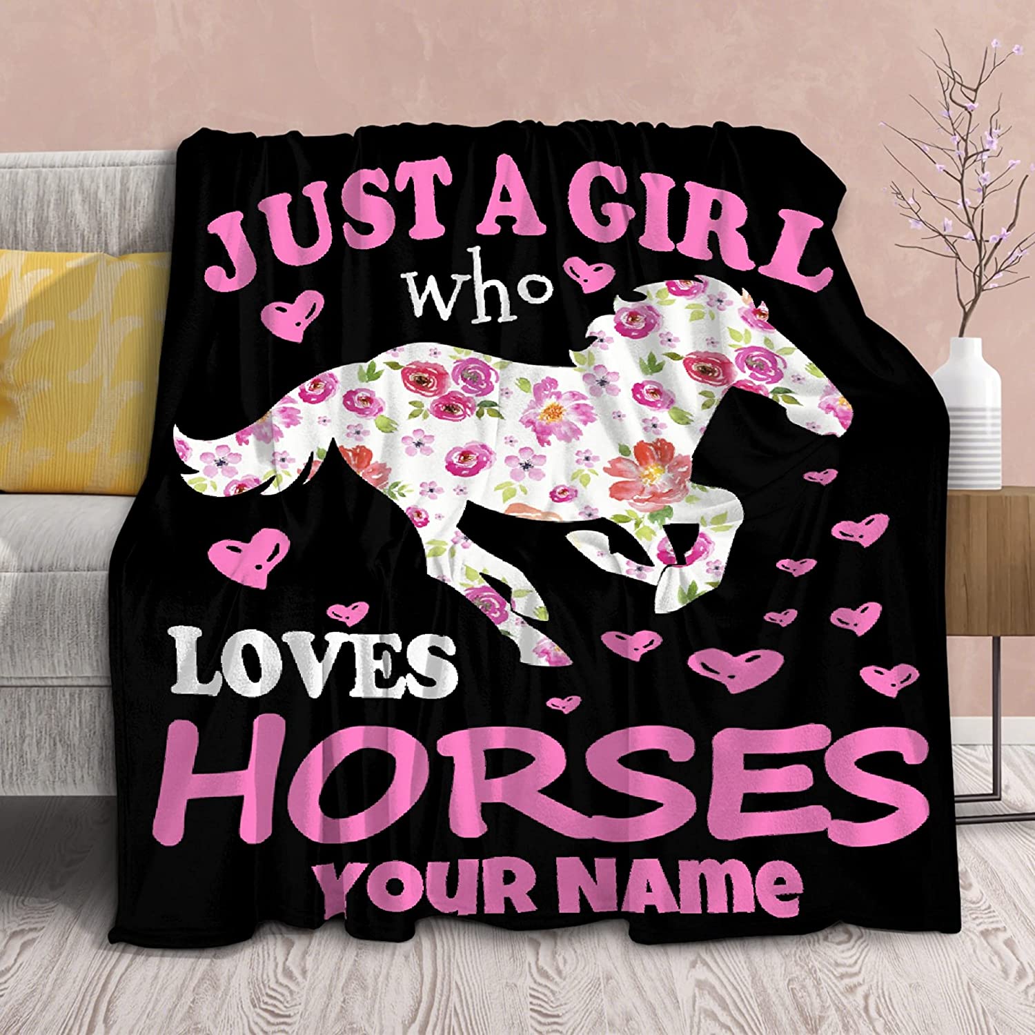 Personalized Horse Blanket - Custom Gift For Horse Lover, Animals Lover - Just A Girl Who Loves Horses Blanket