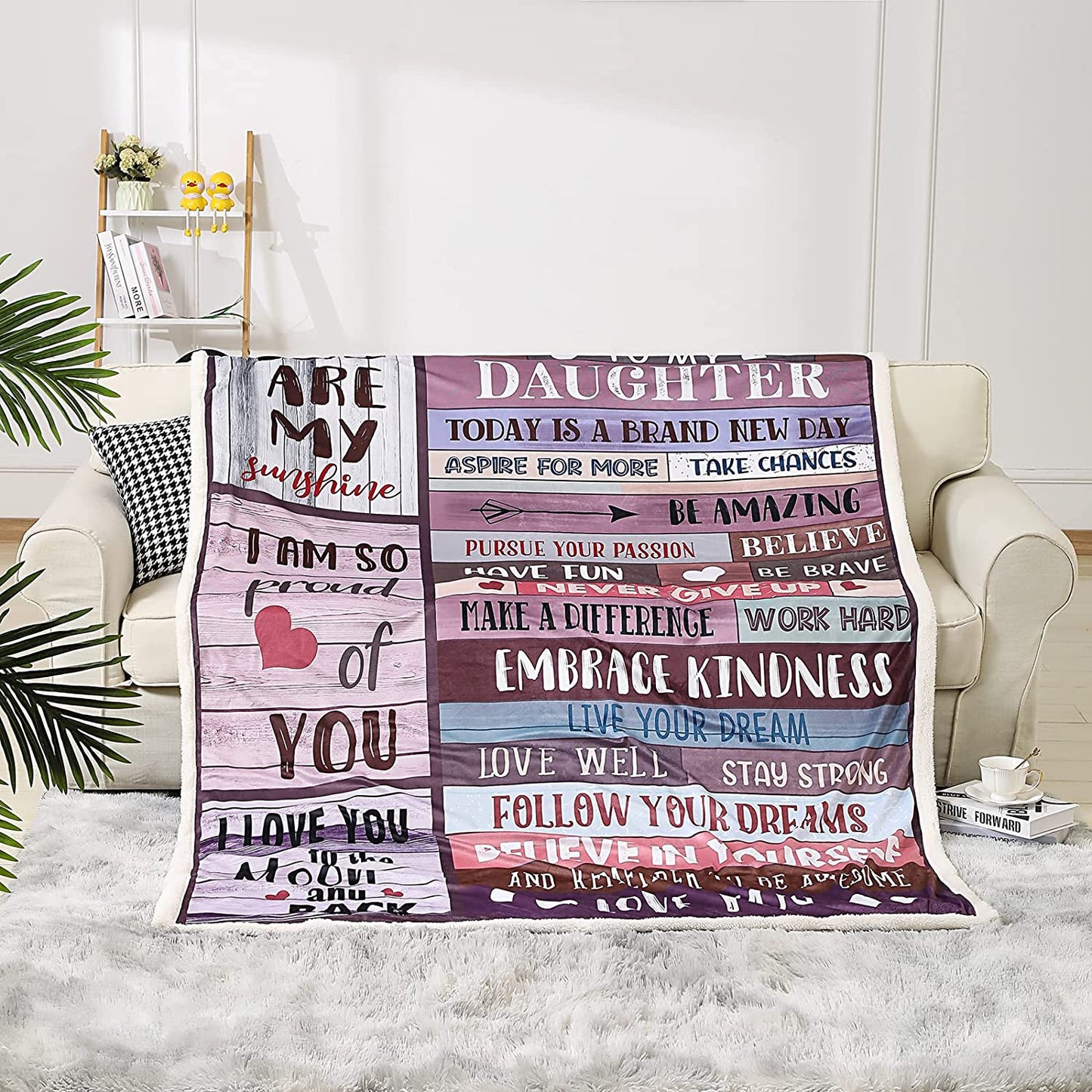 To My Daughter Blanket From Mom Dad, Gifts For Daughter, Throw Blanket With Warm Words, Valentine's Day Birthday Gifts Blankets For Daughter