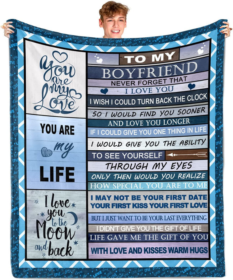 Valentine's Day Gift For Boyfriend, To My Boyfriend Blanket, Anniversary Romantic Gifts For Him, Gifts For Boyfriend, Throw Blankets For Boyfriend