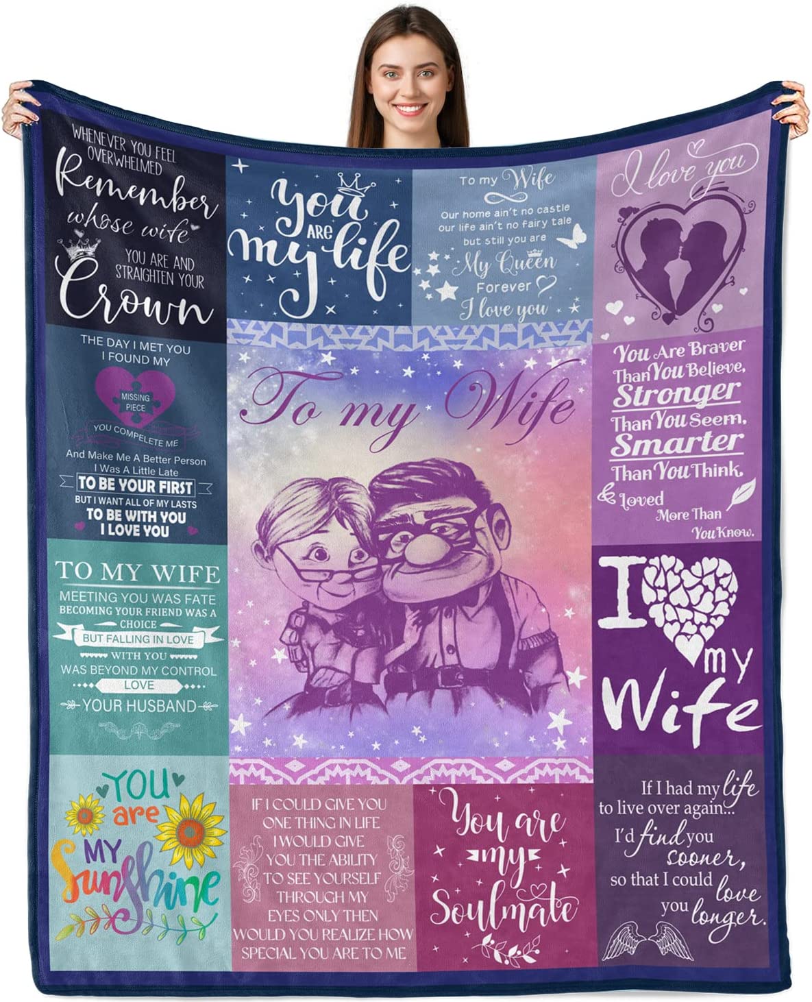 Valentine Wedding Anniversary Romantic Gifts for Wife, To My Wife Blanket from Husband, Romantic Valentine Anniversary Birthday Gift for Wife, Soft Warm Lightweight Fleece Throw Blanket, Best Gift Ideas For Wife