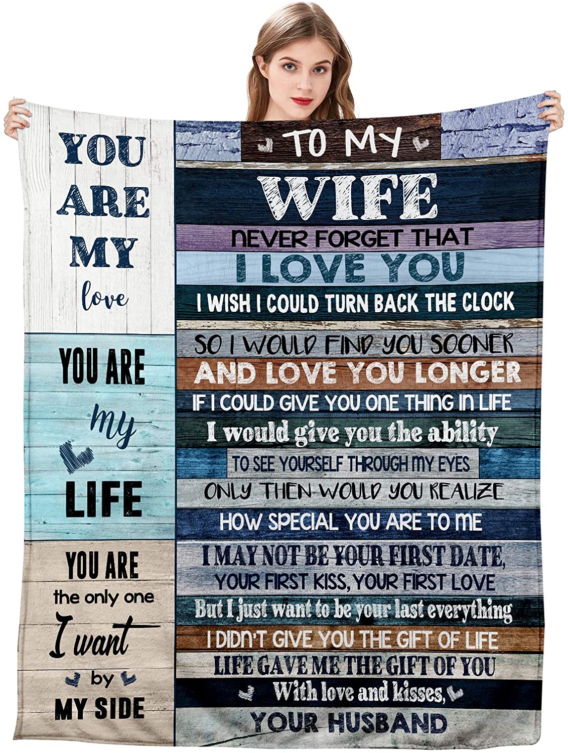 Gifts for Her Wife Blankets, Gift from Husband Blanket for Christmas Wedding Anniversary Birthday Day Valentine's Day - To My Wife Never Forget