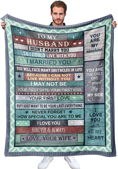 Gift For Husband Blanket - To My Husband Blanket - Romantic Gift For Husband From Wife, Birthday, Christmas, Wedding, Anniversary, Valentine's Day Blanket - I Married You Blanket