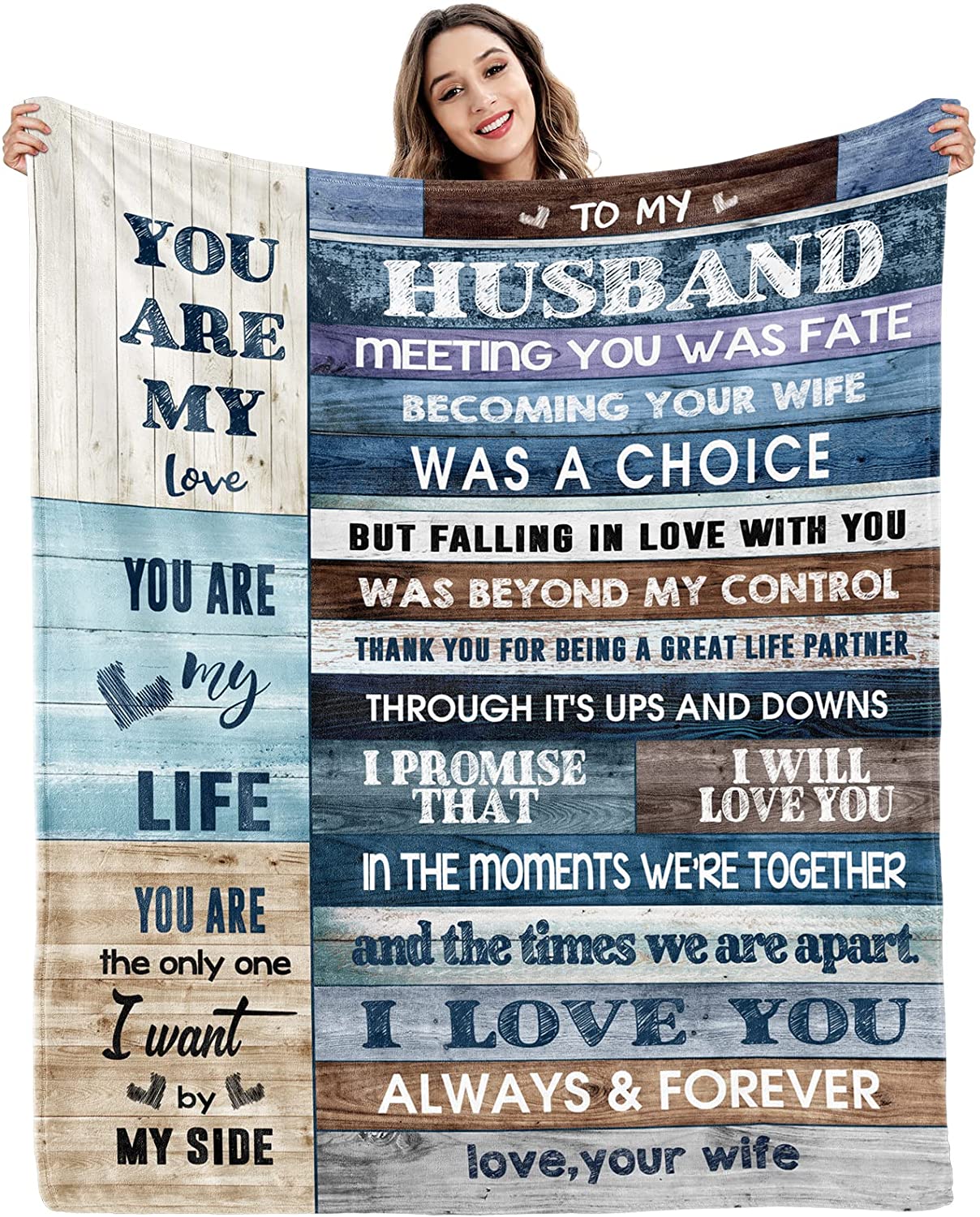Gift For Husband Blankets - To My Husband Blanket - I Love You Gift Ideas For Him Men From Romantic Wife, Anniversary, Wedding, Birthday, Christmas, Valentines Day Throw Blanket