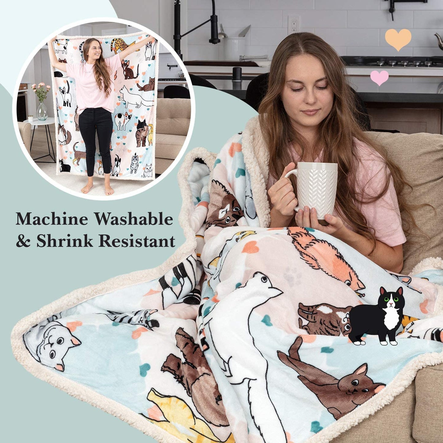 Gifts for Cat Lovers - 28 Cute Cat Companions Blanket, Gift for Cat Lovers, Valentine's Gift, Gift for Her Him, Soft Cat Lover Throw Blanket - The Most Beloved Cat
