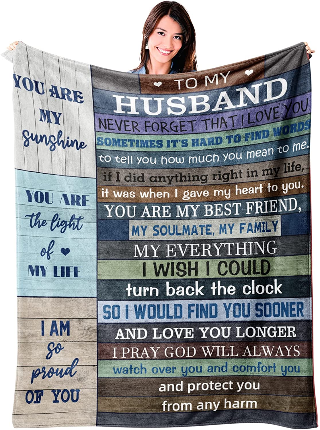 Gift For Husband - To My Husband From Wife, Romantic Gifts For Husband Him Men Birthday Anniversary Wedding Valentines Day Gifts, Ultra Soft Flannel Fleece Throw Blanket Cozy Throws For Bed Sofa